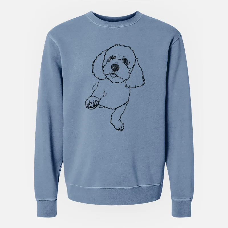 Doodled Buddy the Bichon Frise - Unisex Pigment Dyed Crew Sweatshirt Casual Pullover Hoodies