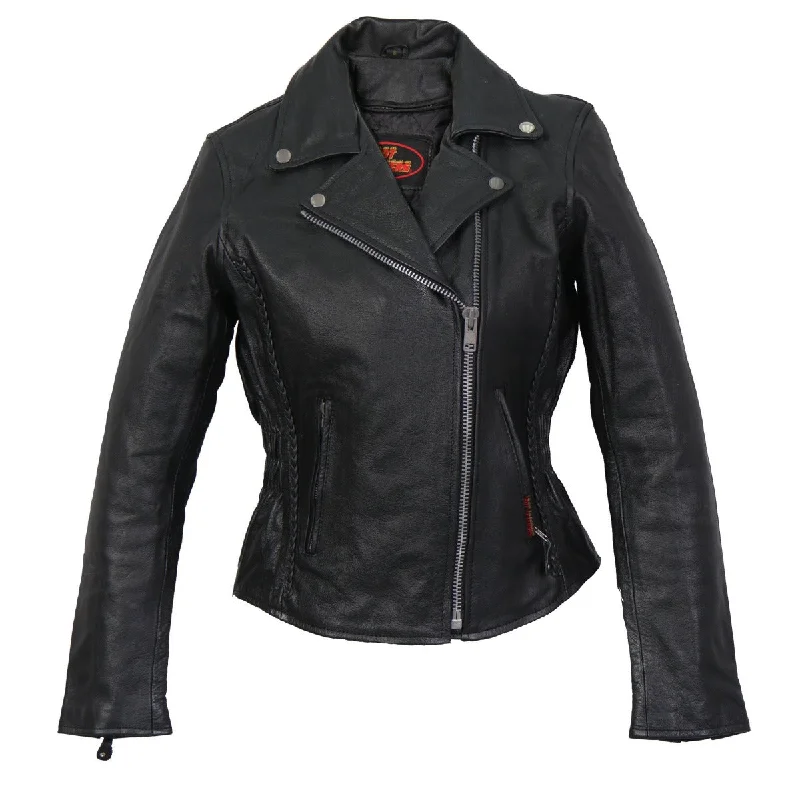 Hot Leathers Women's Braided Motorcycle Leather Jacket Women's vintage jackets